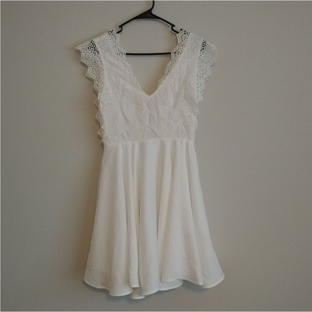 Sandro Elegant White detail Lace Mini Dress, S - Picture 6 of 11